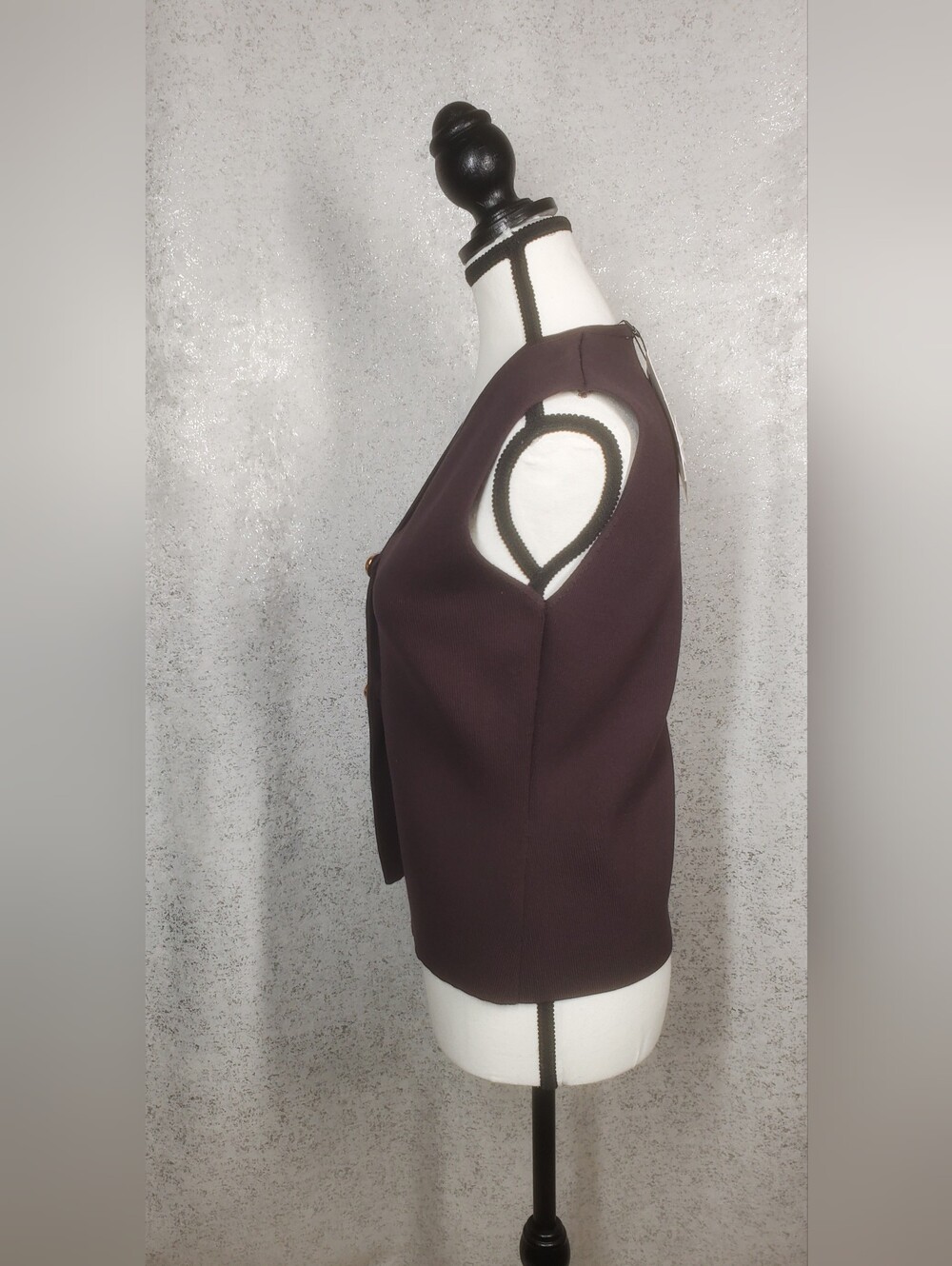 Zara NWT Basic Knit Gold Button Top Browm Size M - Picture 9 of 16